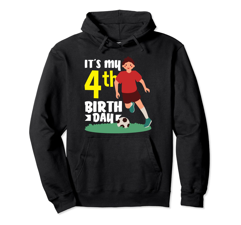 4Th Birthday 4 Years Soccer Football Hoodie - Fun Novelty Design Unisex