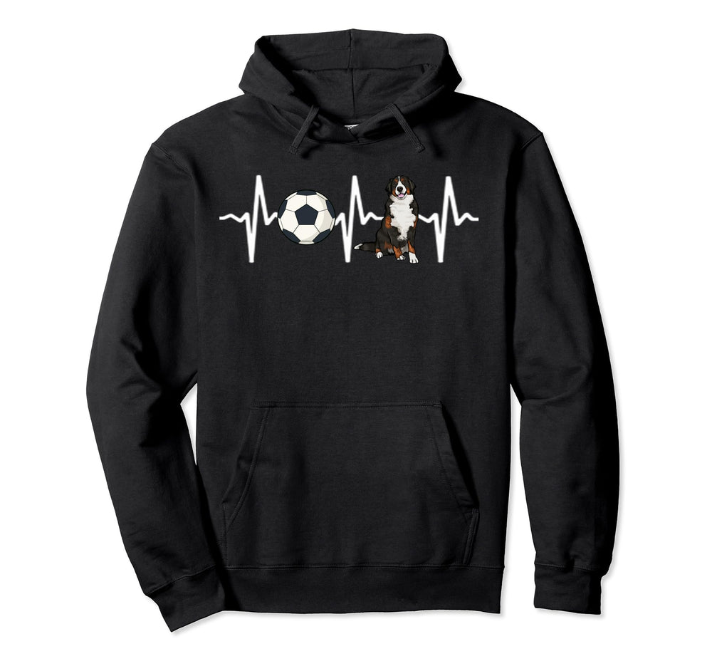 Soccer Bernese Mountain Dog Heartbeat Hoodie - Unique Graphic Men Women