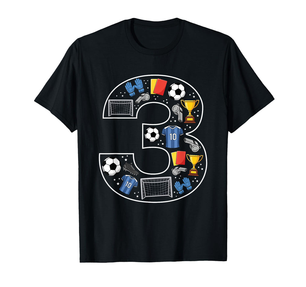 3Rd Birthday 3 Year Old Football Soccer T-Shirt - Trendy Graphic Unisex