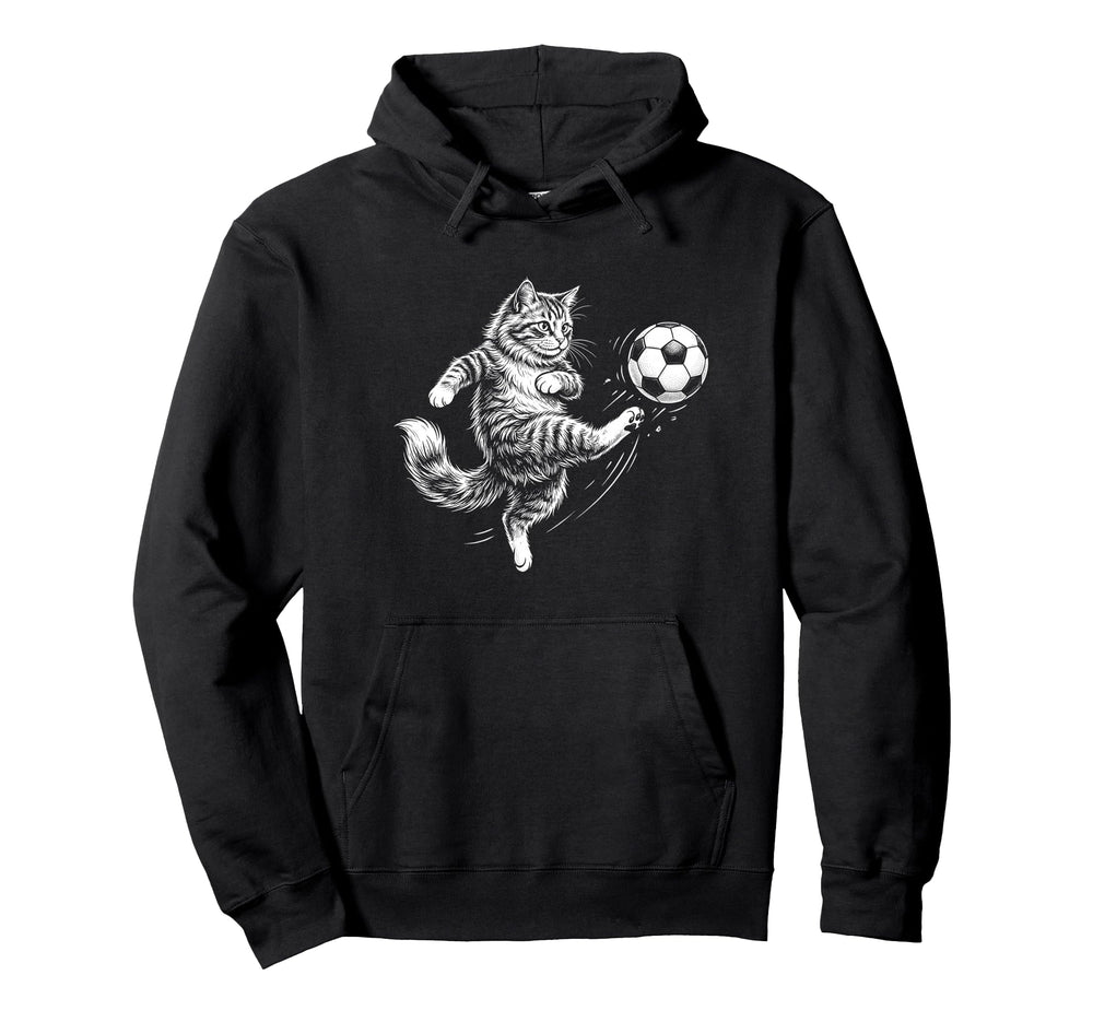 Funny Cat Playing Soccer Ball Cat Hoodie - Custom Art Print for Adults