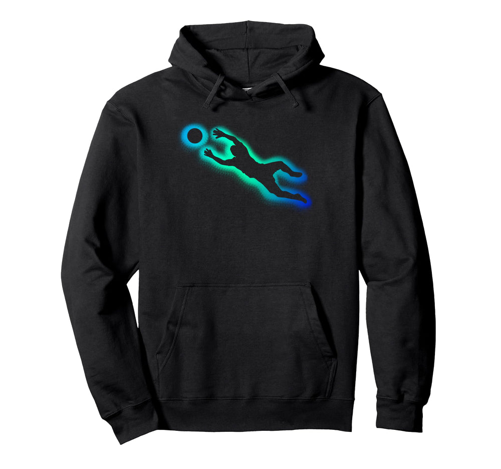 Colorful Soccer Goalie Splash Art Hoodie - Fun Novelty Design for Adults