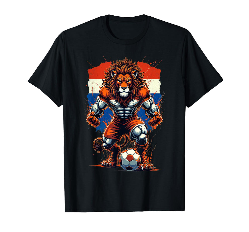 Dutch Soccer Football Fan Lion Animal T-Shirt - Custom Art Print Men Women