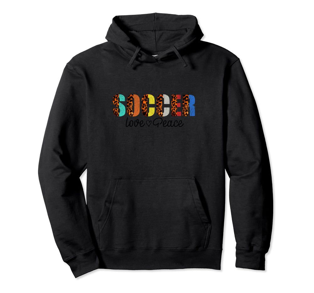 Soccer Love Peace Funny Colorful Leopard Hoodie - Unique Graphic Men Women