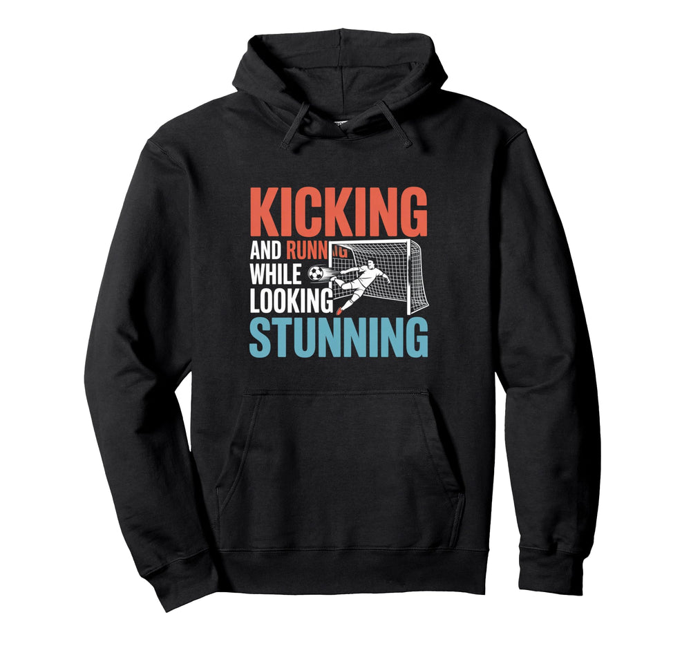 Soccer Kicking And Running While Hoodie - Fun Novelty Design Unisex
