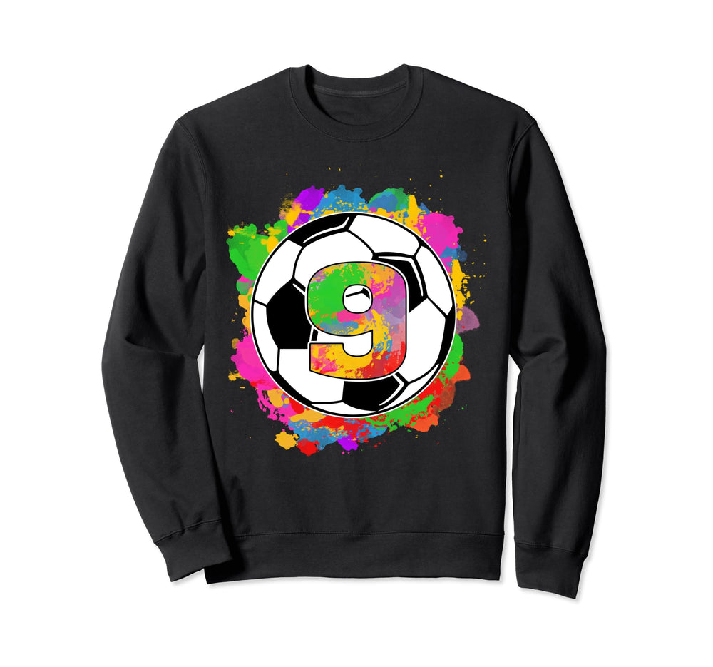 9Th Birthday Soccer Ball 9 Years Sweatshirt - Fun Novelty Design Unisex