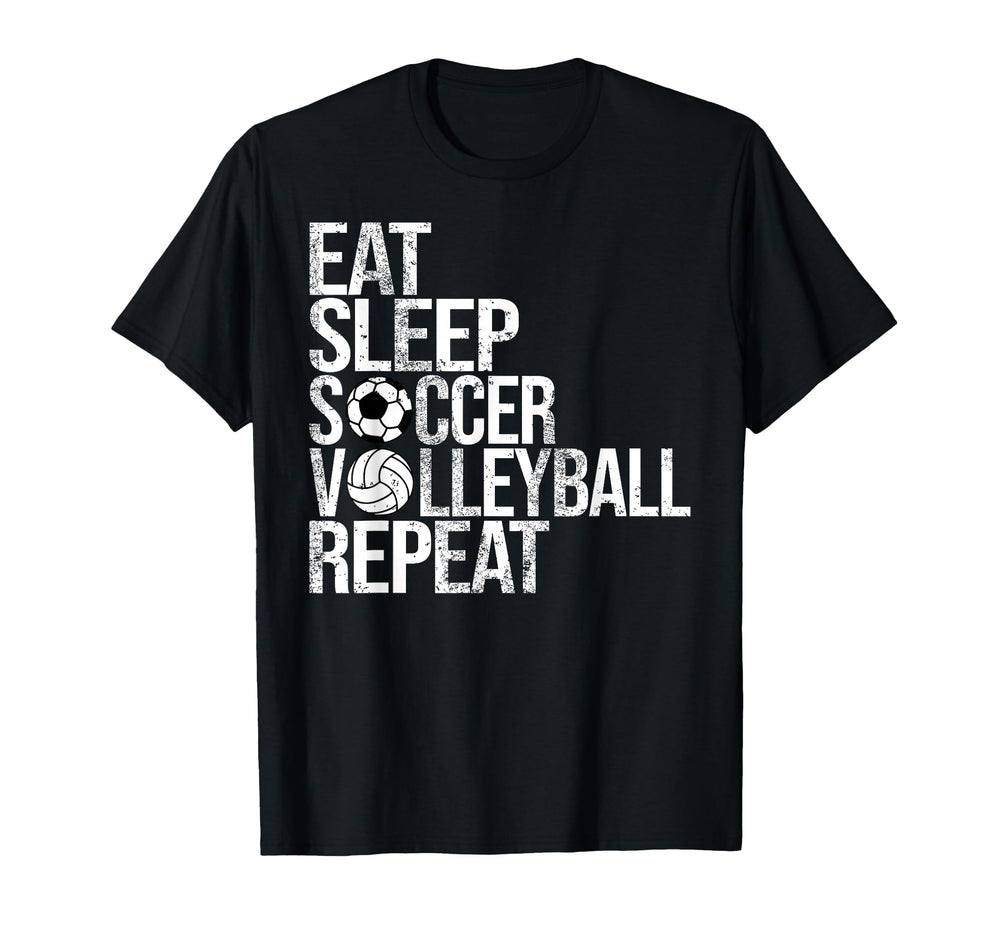 Eat Sleep Soccer Volleyball T-Shirt - Casual Everyday Wear for Adults