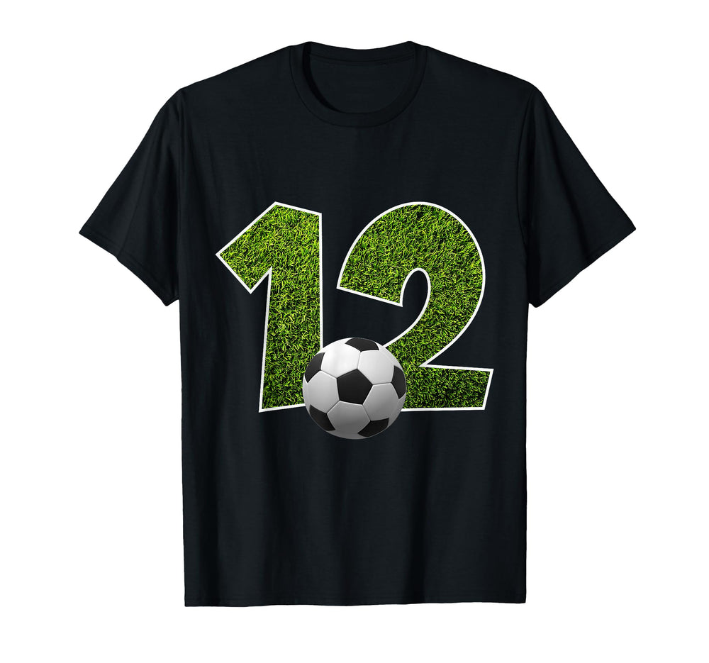 Number 12 Years Soccer 12Th Birthday T-Shirt - Aesthetic Graphic Unisex