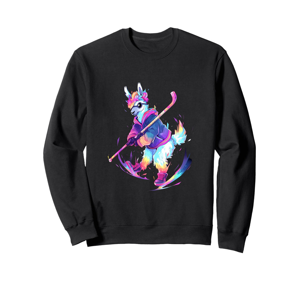 Llama Ice Hockey Player Hockey Sweatshirt - Streetwear Style for Adults