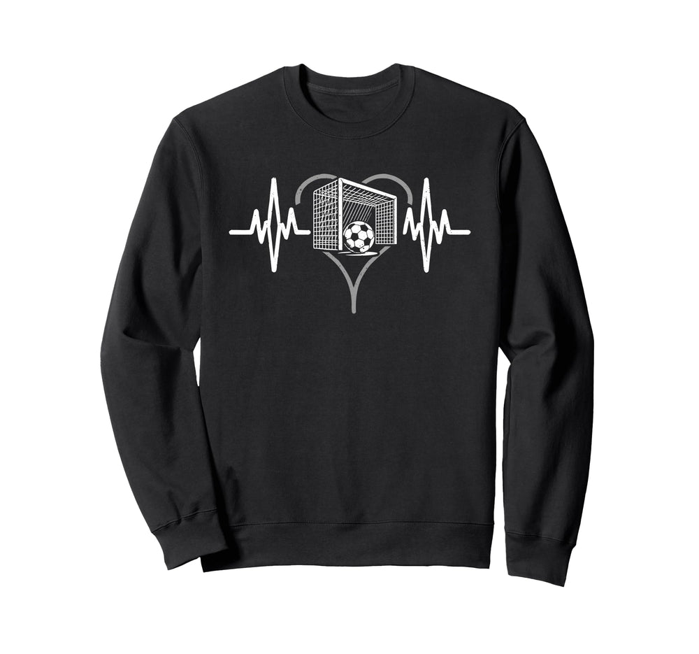 Heartbeat Soccer Heart Line Pulse Sweatshirt - Unique Graphic Men Women