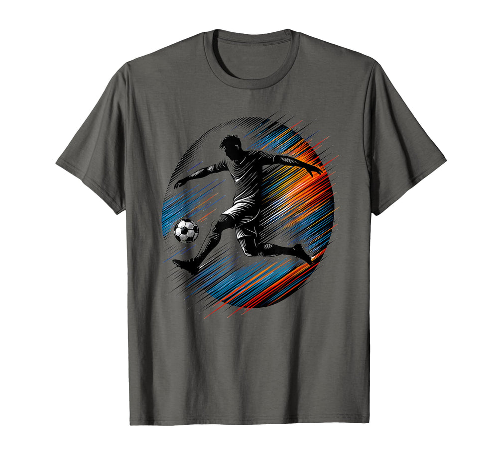 Soccer Player Jump Kick Speed Line T-Shirt - Streetwear Style for Adults