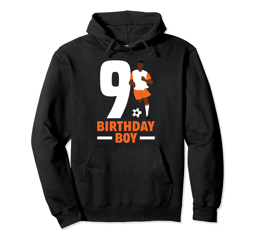 9Th Birthday 9 Years Soccer Football Hoodie - Graphic Print for Adults