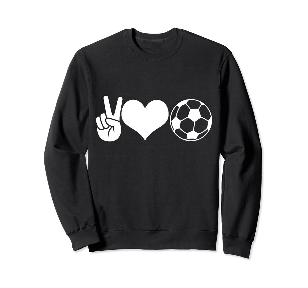 Soccer Peace Love Soccer Player Sweatshirt - Trendy Graphic for Adults