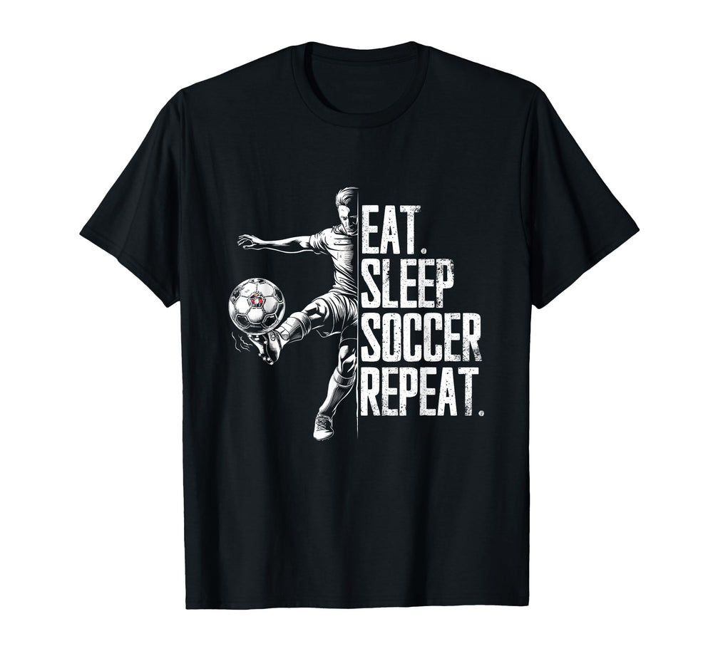 Awesome Eat Sleep Soccer Repeat Soccer T-Shirt - Unique Graphic Unisex