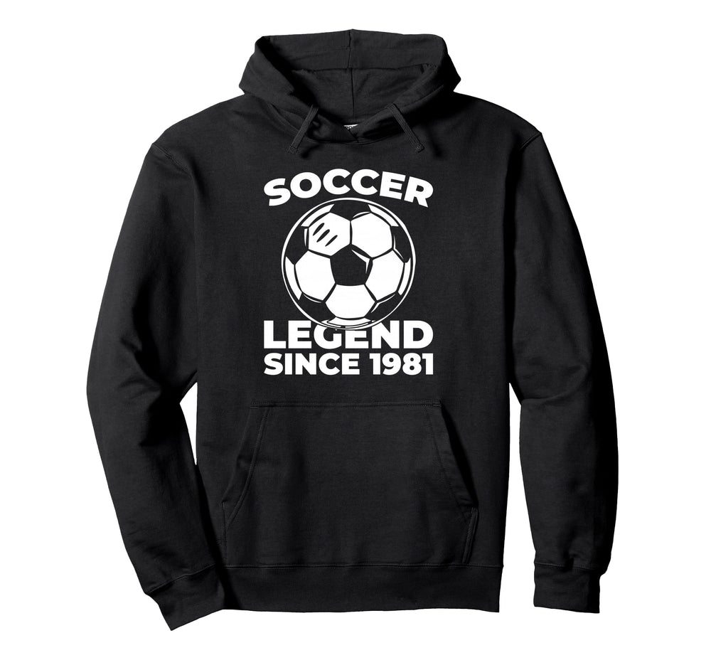 Born 1981 Soccer Sports Team Player Hoodie - Minimalist Print for Adults