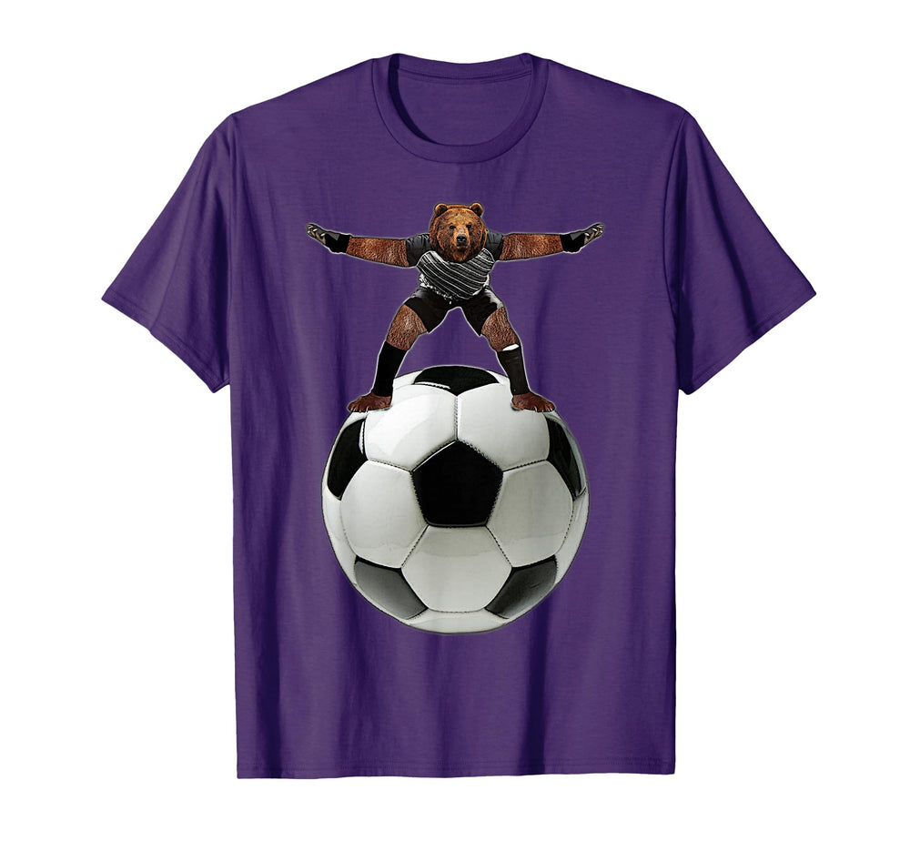 Bear Goalie Soccer Ball Behrbones T-Shirt - Trendy Graphic Unisex