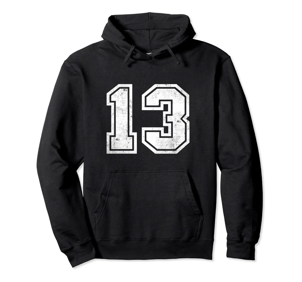 Number 13 Sports Jersey Birthday Age Lucky Hoodie - Trendy Graphic Unisex