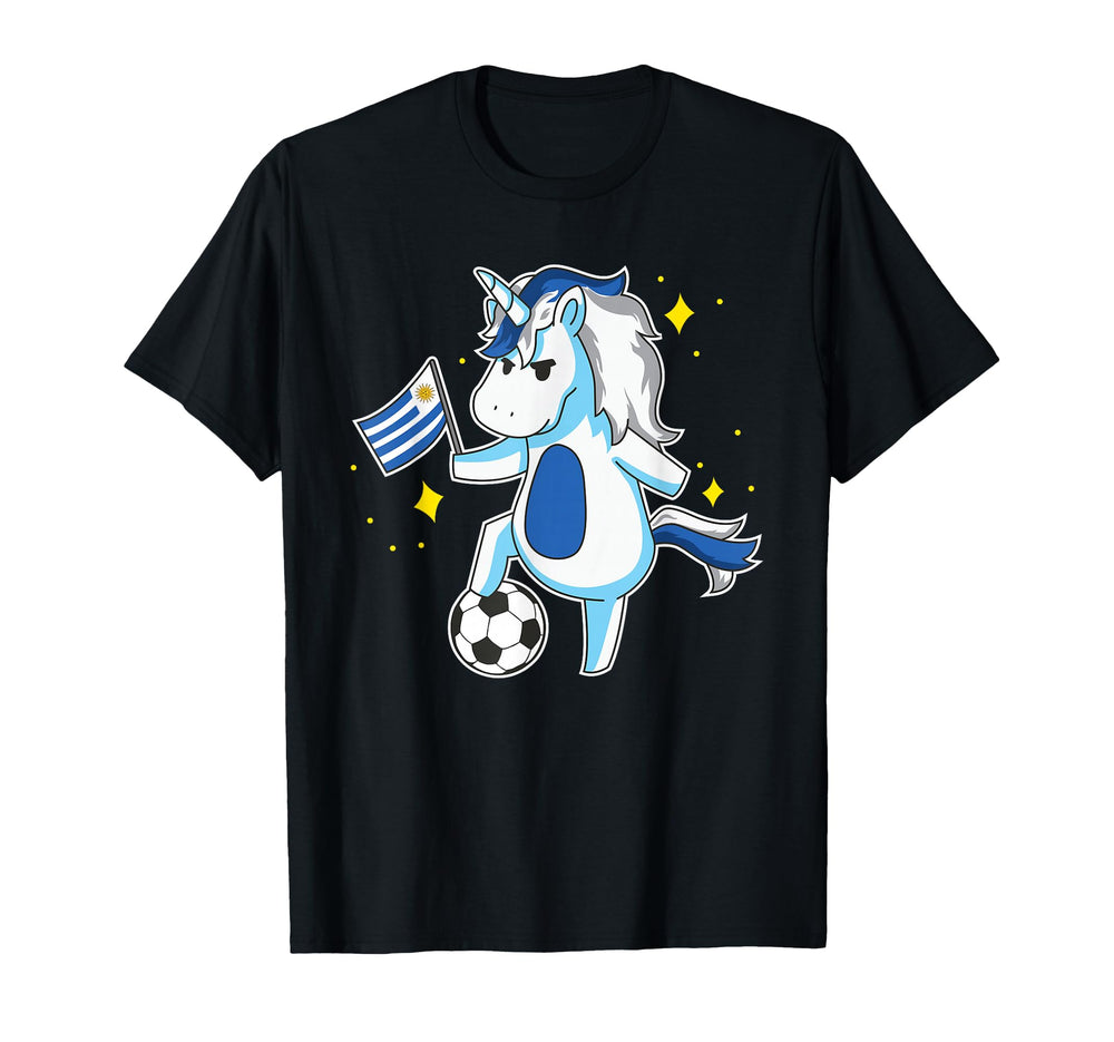 Soccer Unicorn Uruguay Jersey T-Shirt - Fun Novelty Design for Adults
