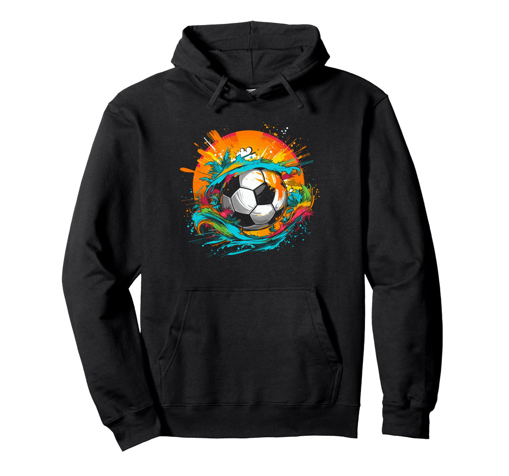 Soccer Ball Color Splotch Goal Hoodie - Casual Everyday Wear for Adults