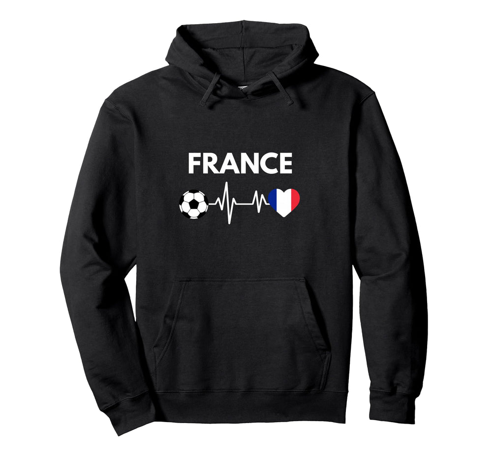 France Flag Heartbeat Soccer Hoodie - Aesthetic Graphic for Adults