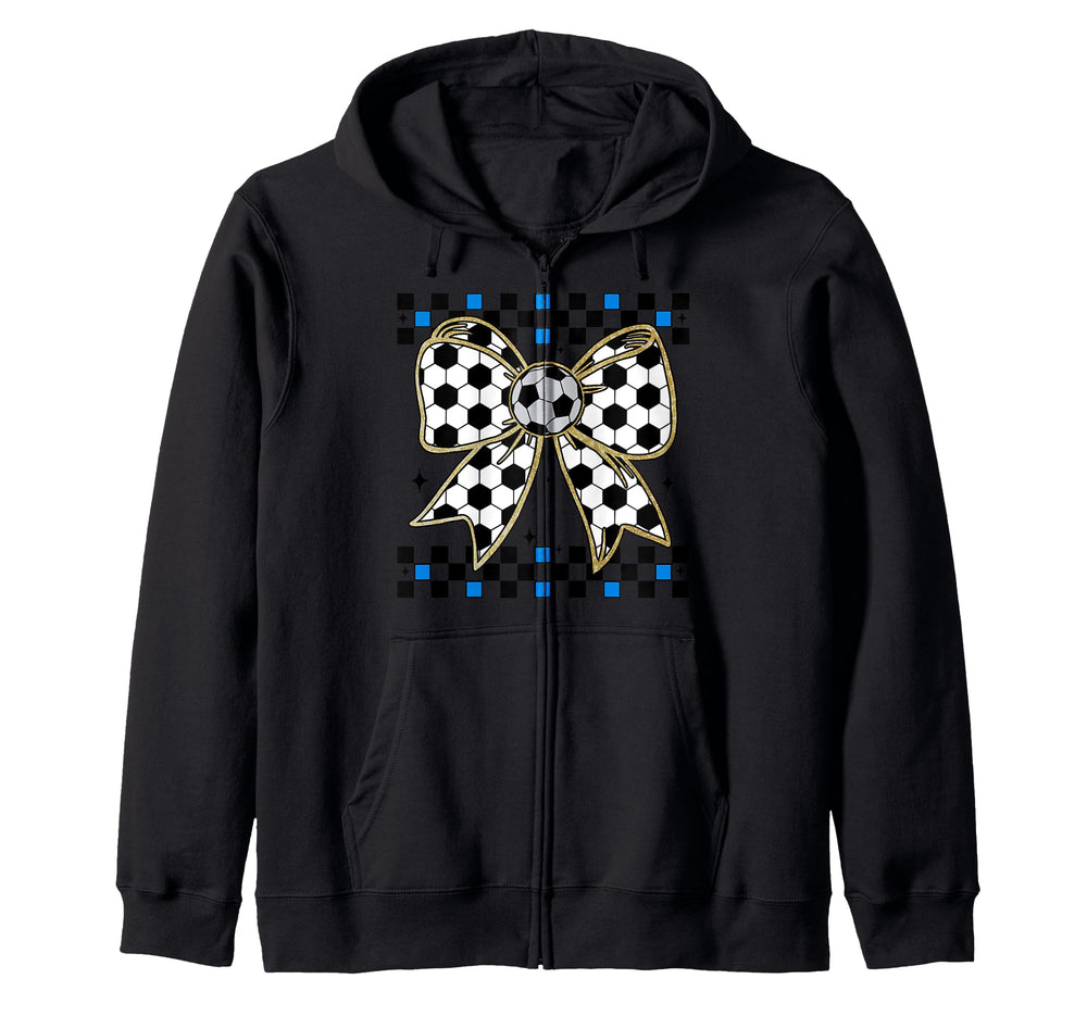 Soccer Bow Checkered Ribbon Gift Sports T-Shirt - Aesthetic Graphic Unisex