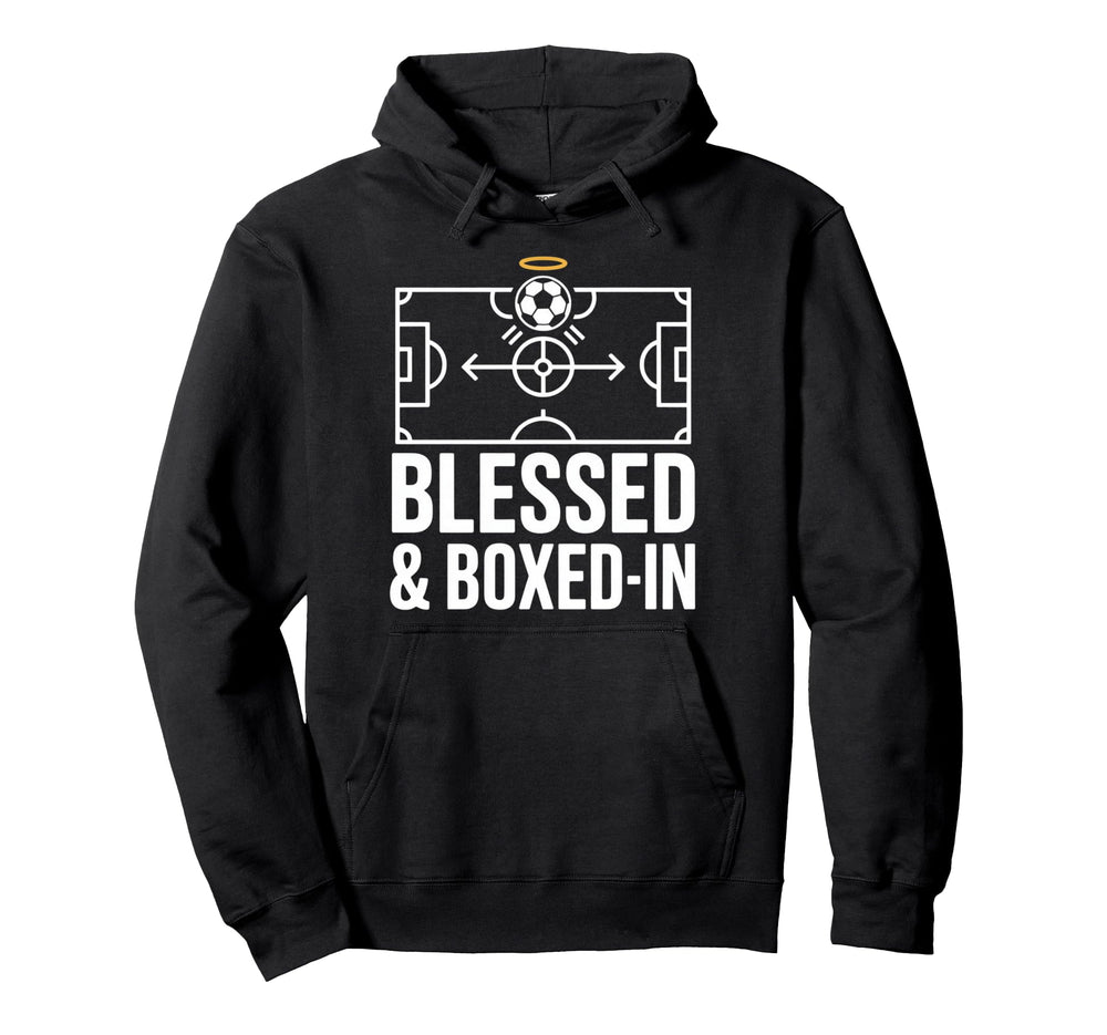 Blessed And Boxed Soccer Football Pitch Hoodie - Graphic Print for Adults