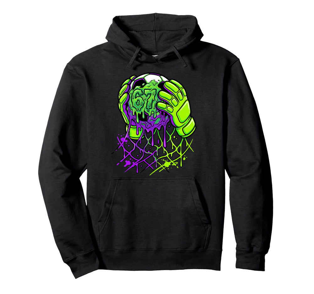 Slime Soccer 67 Goalie Gloves Dripping Hoodie - Minimalist Print Men Women