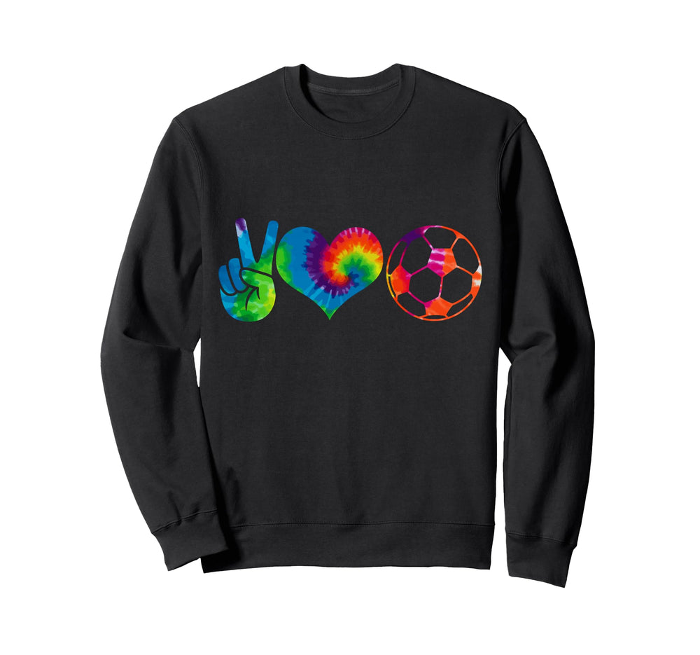 Soccer Tie Dye Peace Love Soccer Sweatshirt - Minimalist Print for Adults