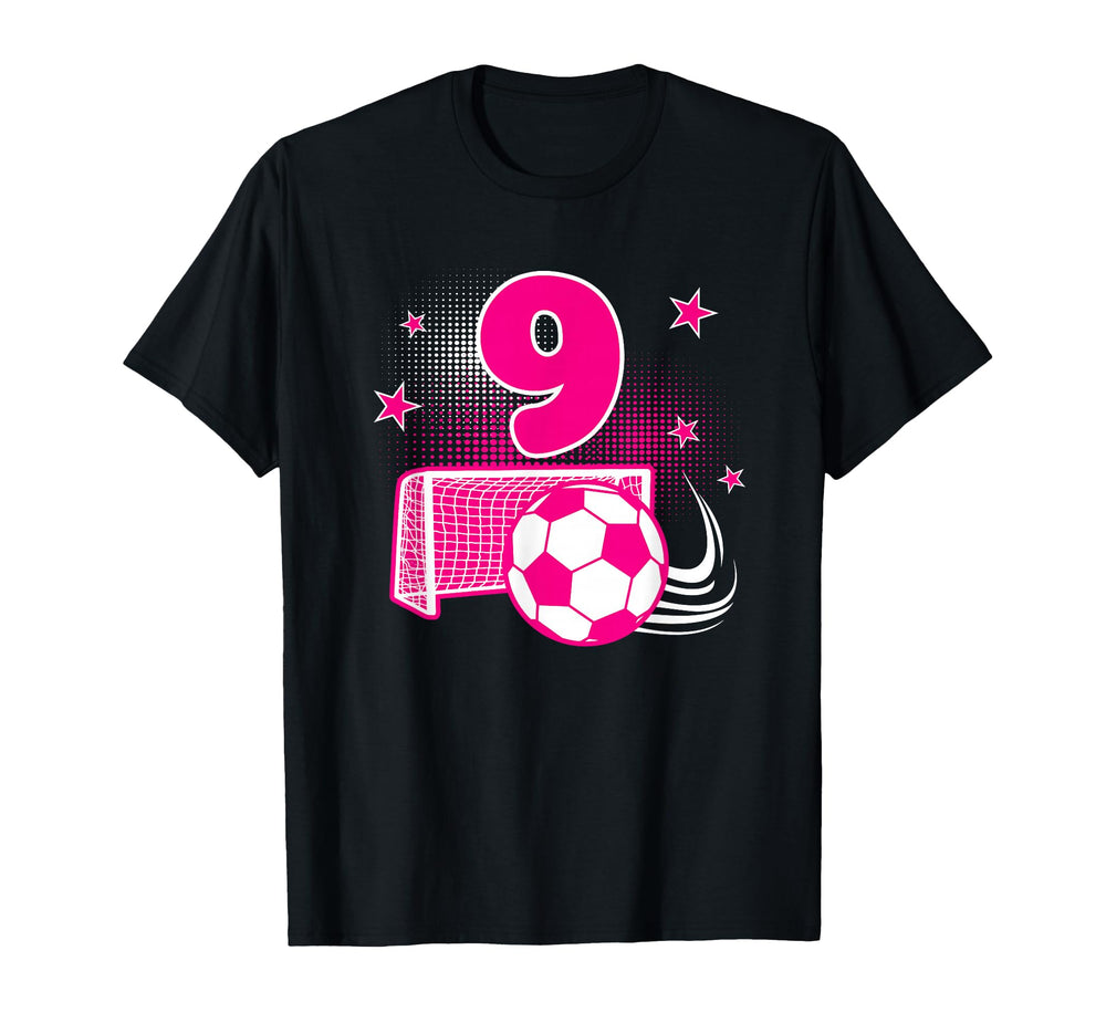 9 Years Old Birthday 9Th Soccer T-Shirt - Custom Art Print Men Women