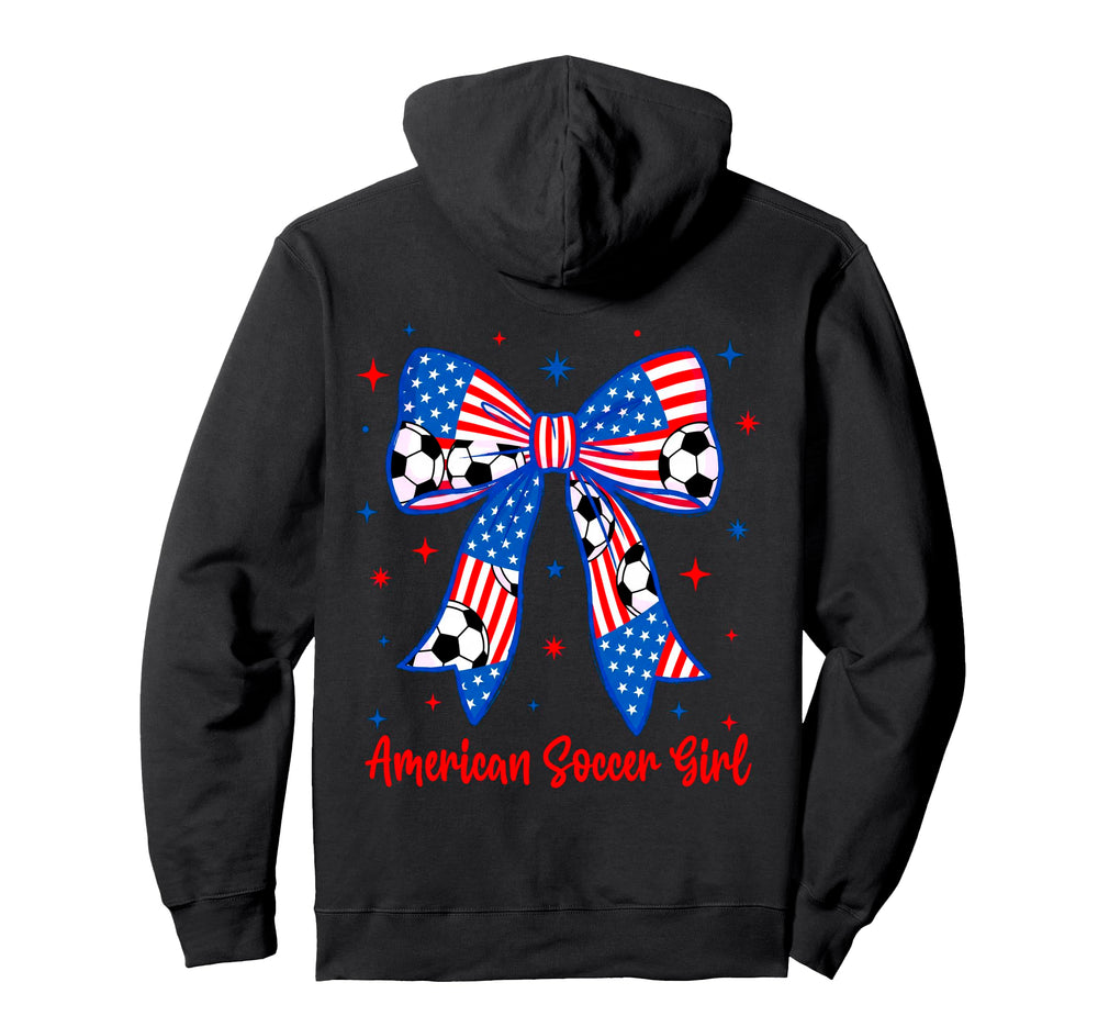 Coquette Bow American Flag Soccer 4Th Hoodie - Custom Art Print Men Women