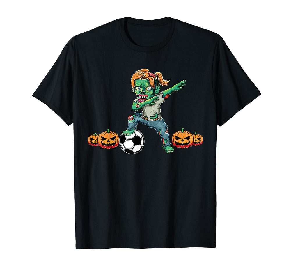Female Zombie Halloween Soccer Lover T-Shirt - Trendy Graphic Men Women