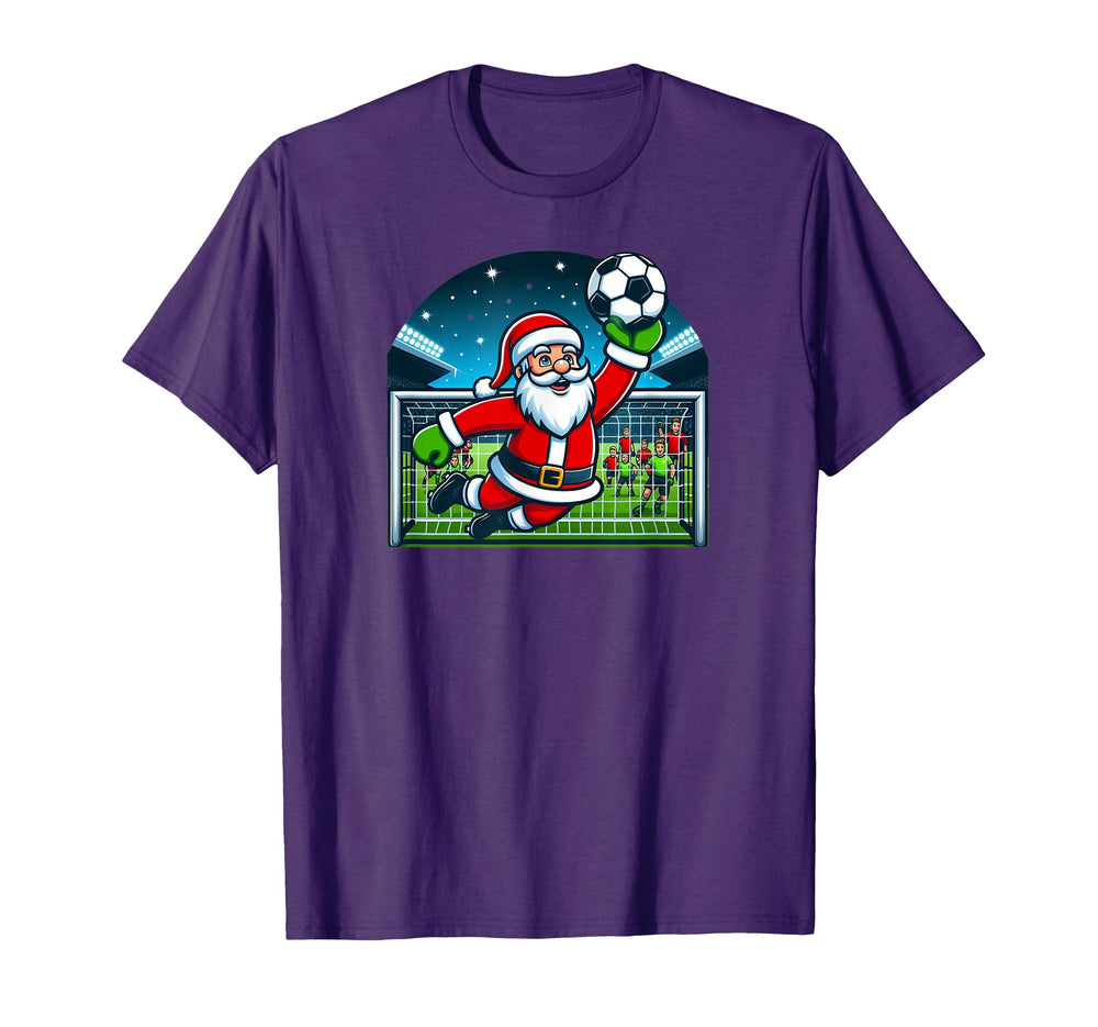 Goalkeeper Soccer Santa T-Shirt - Minimalist Print for Adults