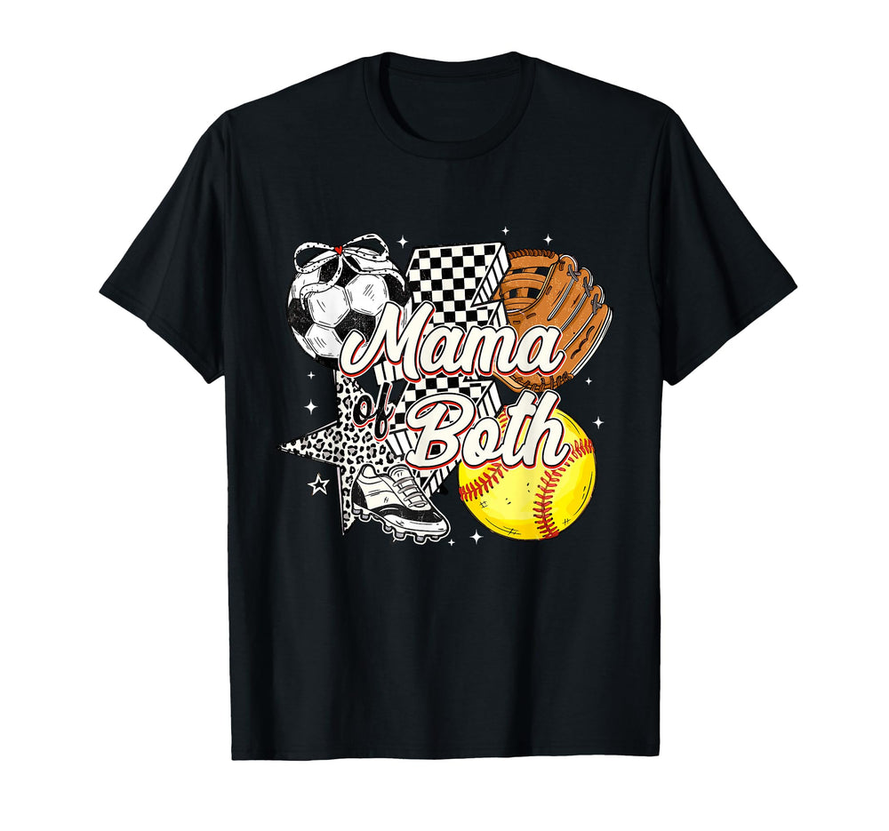 Mama Both Soccer Softball Mama Mothers T-Shirt - Trendy Graphic Men Women