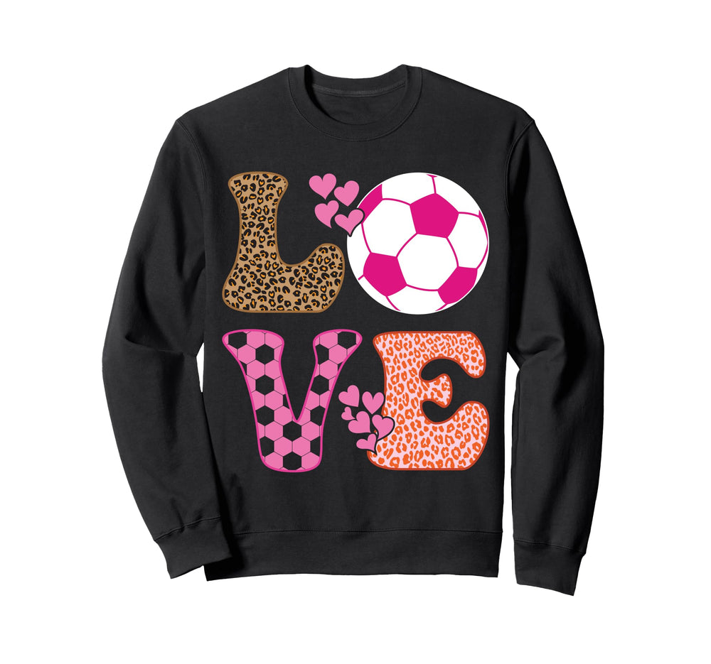 Soccer Love Hearts And Leopard Sweatshirt - Aesthetic Graphic for Adults