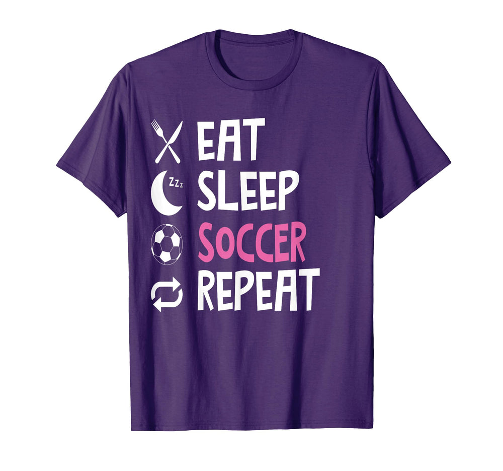Funny Eat Sleep Soccer Repeat Player T-Shirt - Trendy Graphic for Adults