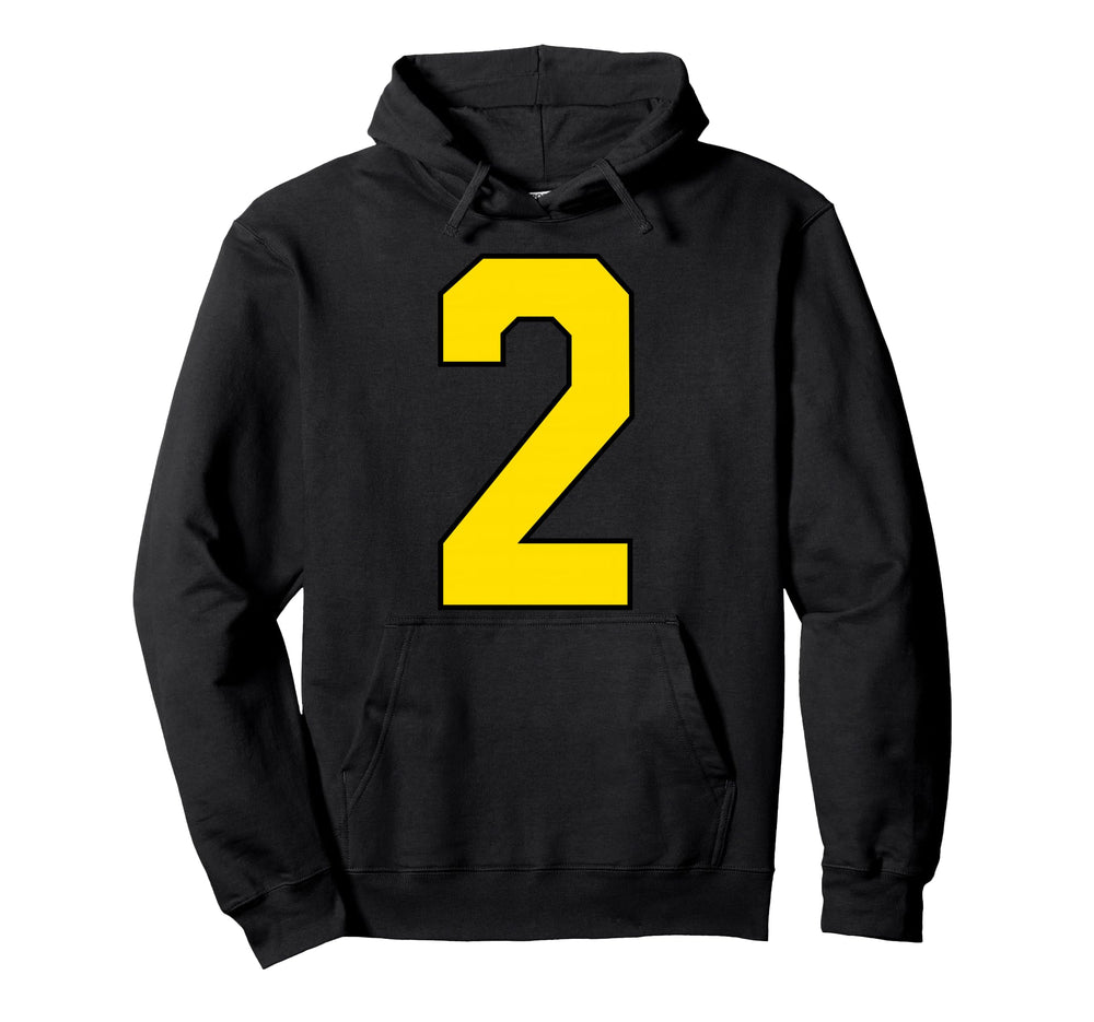 Yellow Sports Team Number 2 Fan Hoodie - Graphic Print for Adults