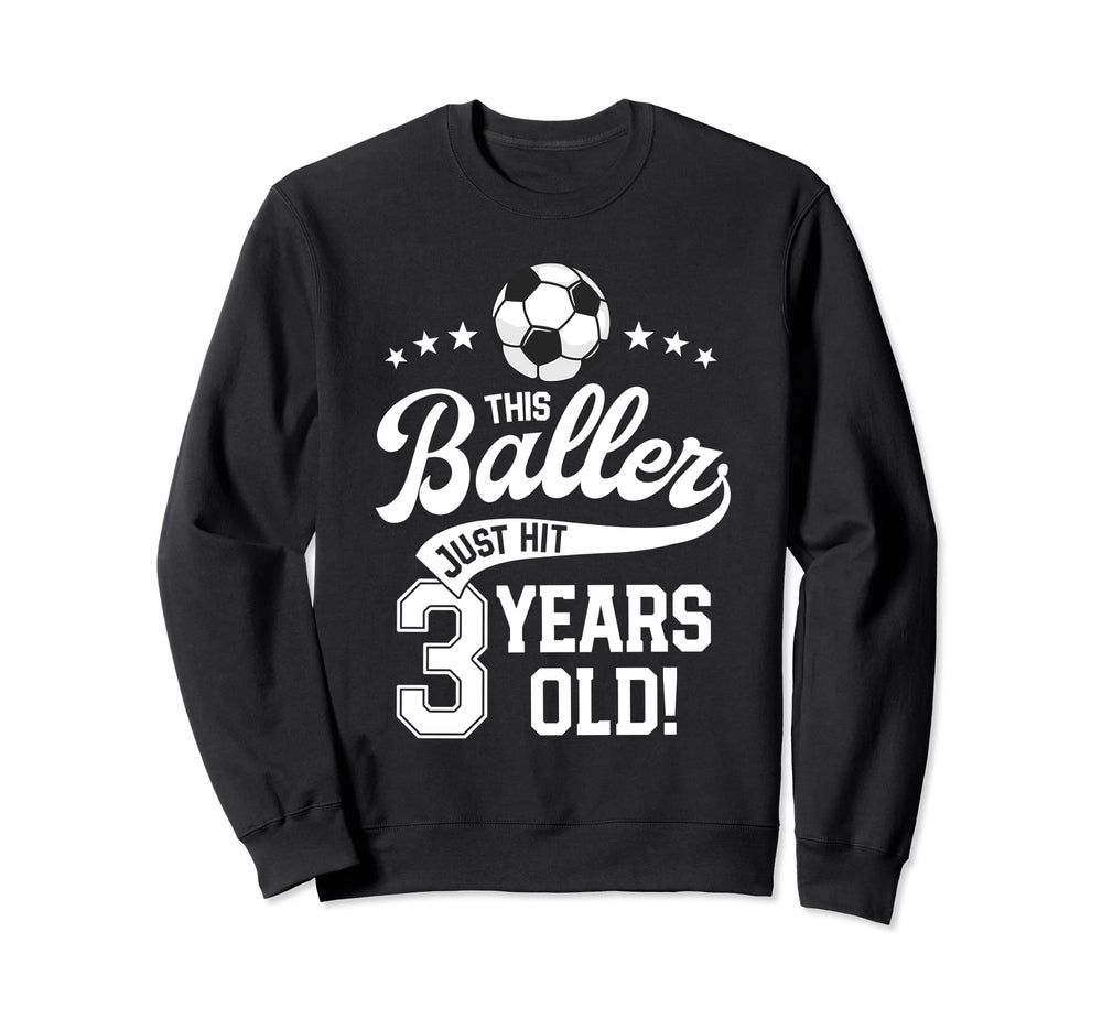 3 Years Old Soccer Themed Birthday Sweatshirt - Graphic Print for Adults