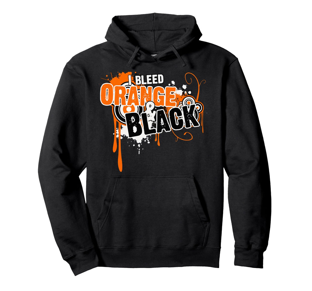I Bleed Black Orange Sports Team Game Hoodie - Unique Graphic for Adults
