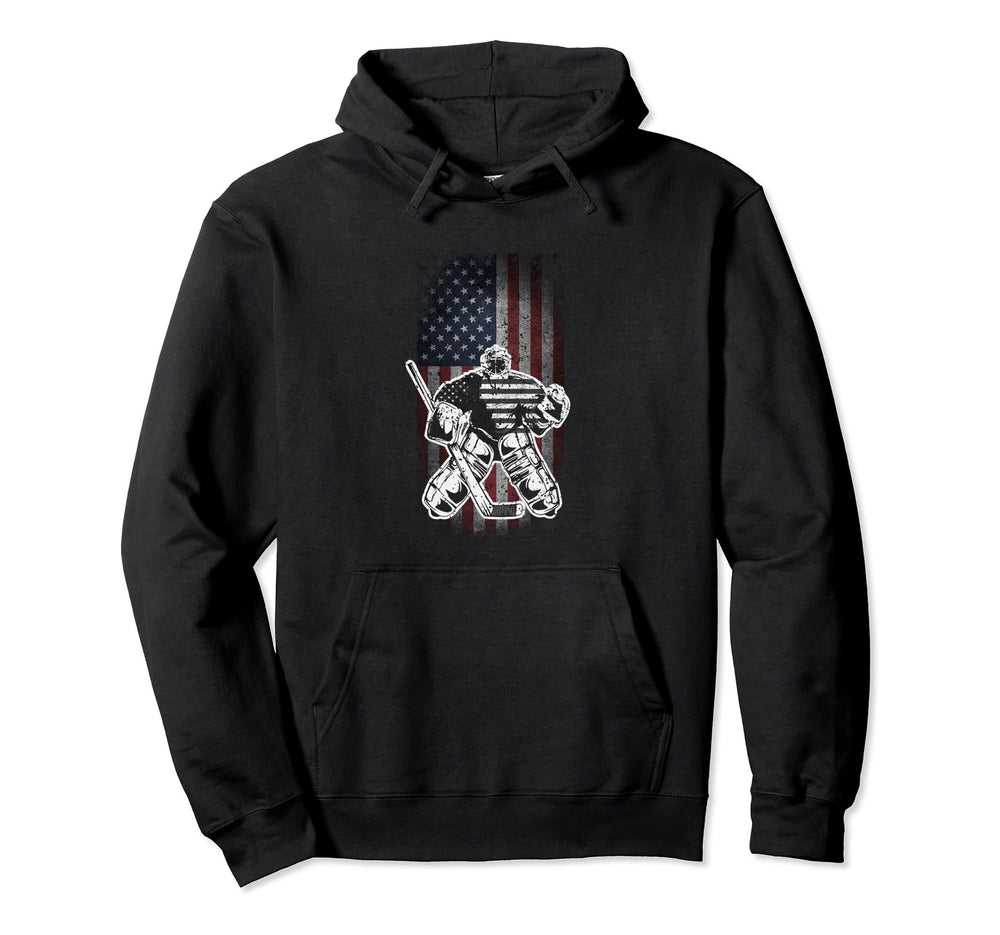 Hockey Goalie American Flag Us Flag Usa Hoodie - Unique Graphic Unisex