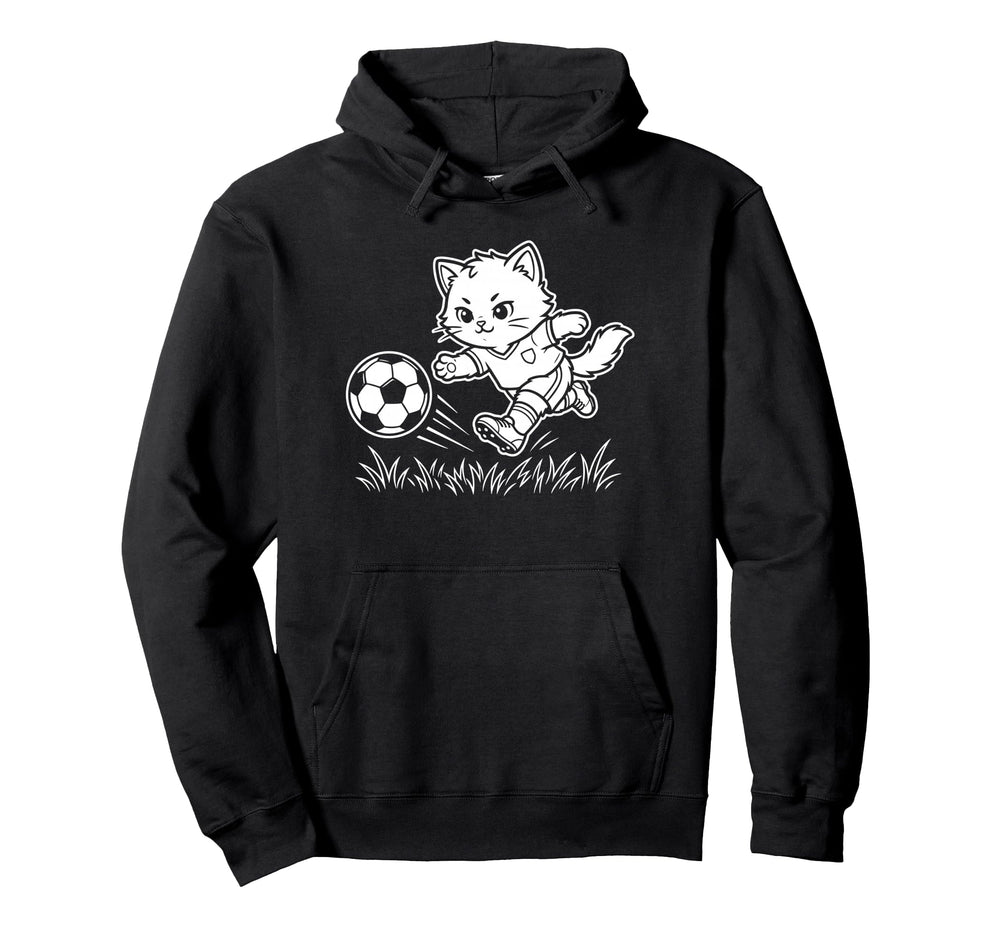Soccer Kawaii Cat Footballer Goal Hoodie - Fun Novelty Design Men Women
