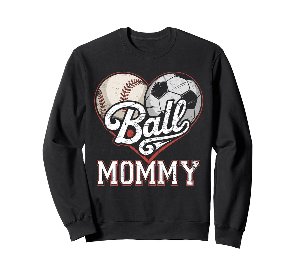 Ball Mommy Baseball Soccer Heart Sweatshirt - Streetwear Style for Adults