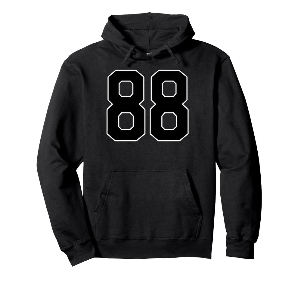 Black Sports Team Number 88 Fan Hoodie - Aesthetic Graphic Unisex