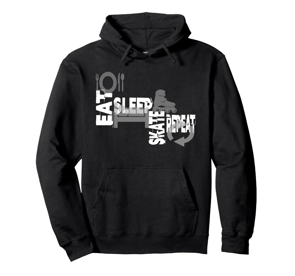Skating Eat Sleep Skate Repeat Inline Hoodie - Minimalist Print Men Women