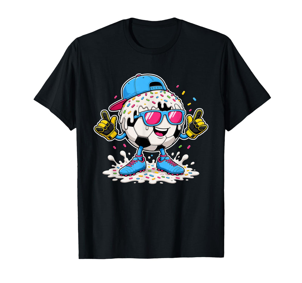 Soccer Ball Melting Ice Cream Drip T-Shirt - Casual Everyday Wear Unisex