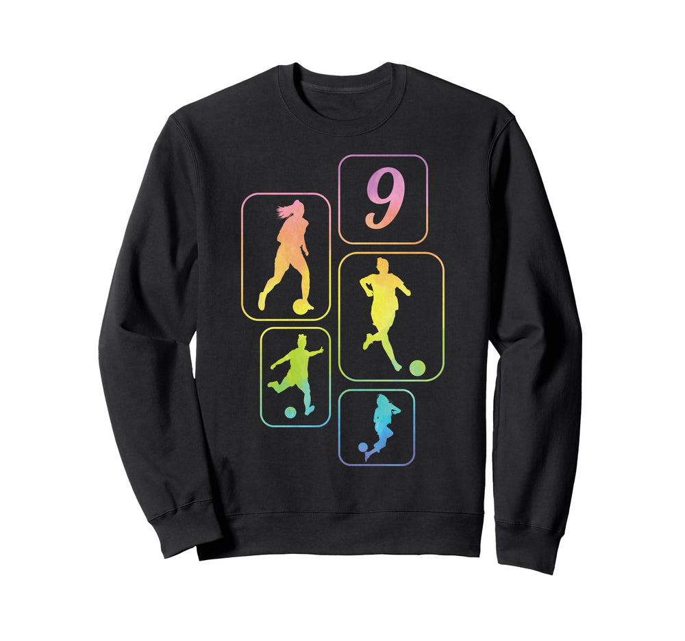 9Th Birthday Soccer Player Football 9 Sweatshirt - Streetwear Style Unisex