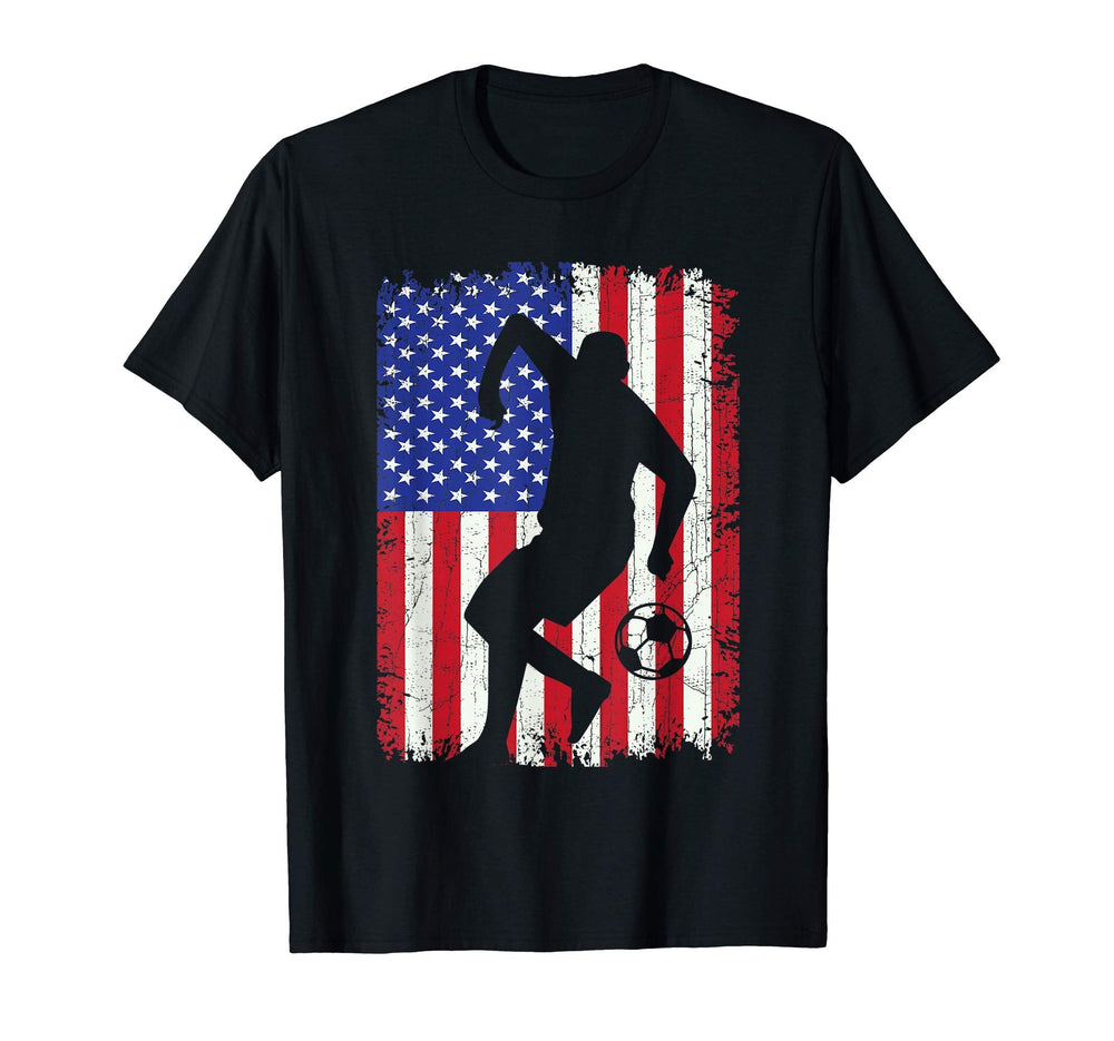 American Flag Soccer Player Gift T-Shirt - Casual Everyday Wear Unisex