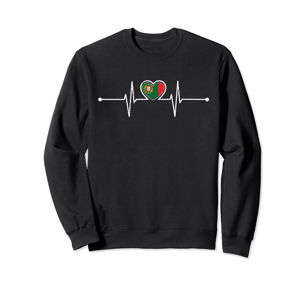 Portugal Soccer Heartbeat Portugese Sweatshirt - Custom Art Print Unisex
