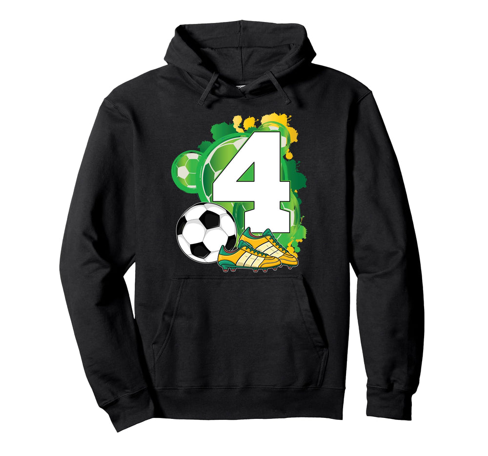 4Th Birthday Soccer Theme Party 4 Hoodie - Aesthetic Graphic for Adults