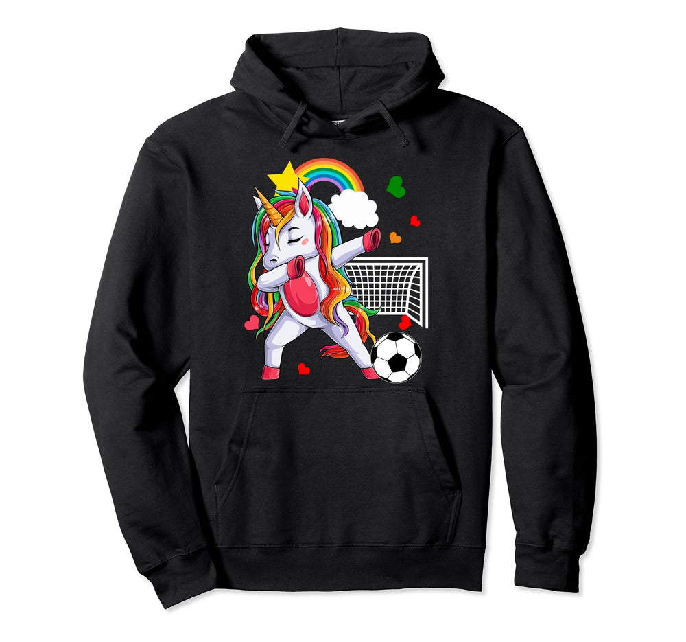 Dabbing Unicorn Playing Soccer Funny Hoodie - Custom Art Print Unisex