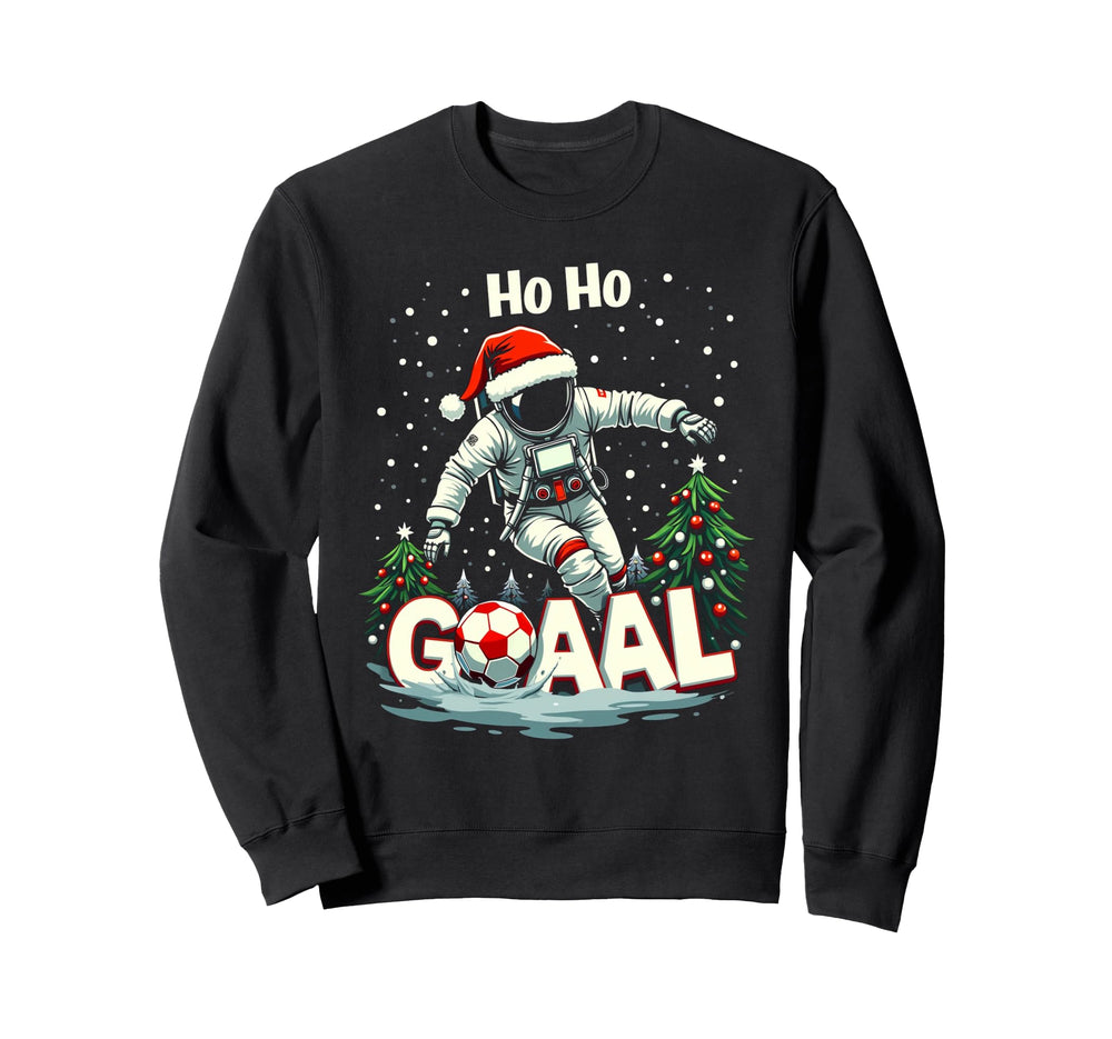 Ho Ho Goaal Soccer Player Astronaut Sweatshirt - Graphic Print Unisex