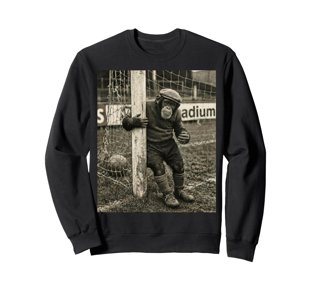 Chimp Player Goalpost Lazy Soccer Goalie Sweatshirt - Trendy Graphic Unisex